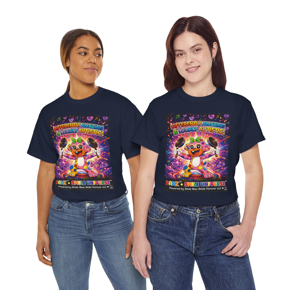 Panz™ Unisex Heavy Cotton™ Tee – "Differently Amazing & Loudly Autistic!" Graphic | Smile Universe Collection
