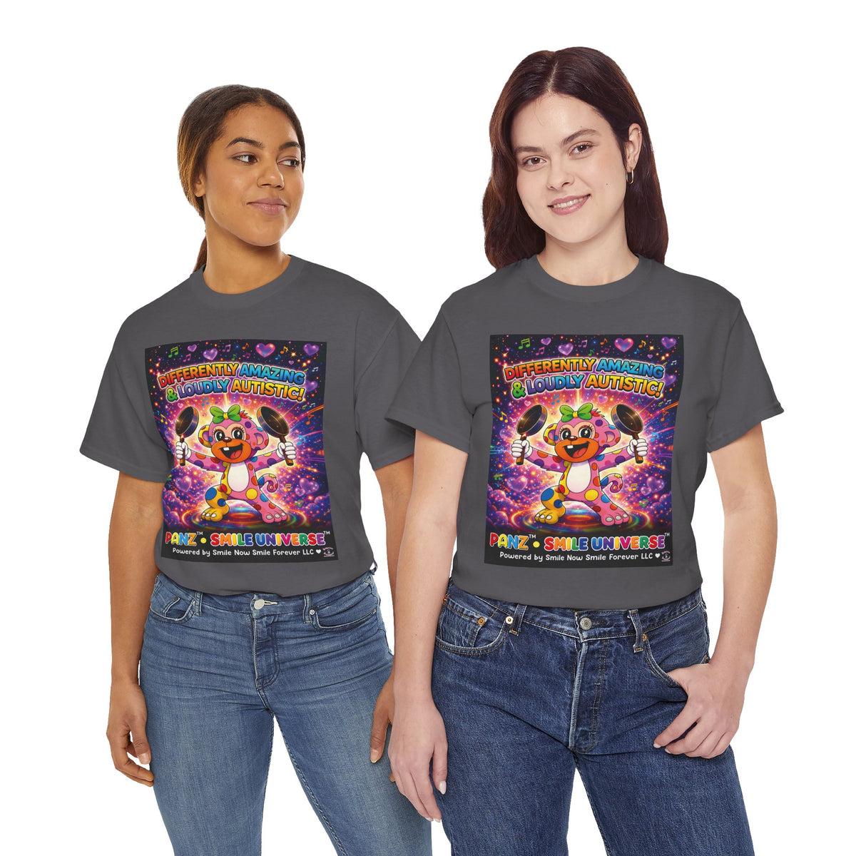 Panz™ Unisex Heavy Cotton™ Tee – "Differently Amazing & Loudly Autistic!" Graphic | Smile Universe Collection