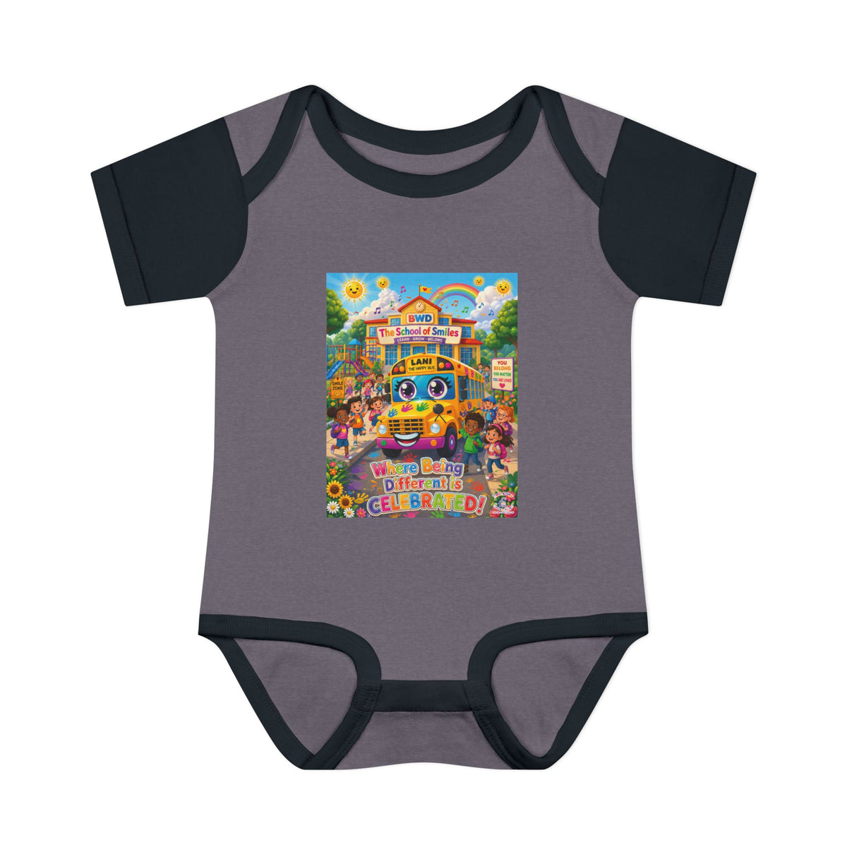 Lani™ Infant Baby Rib Bodysuit – "Where Being Different is CELEBRATED!" Graphic