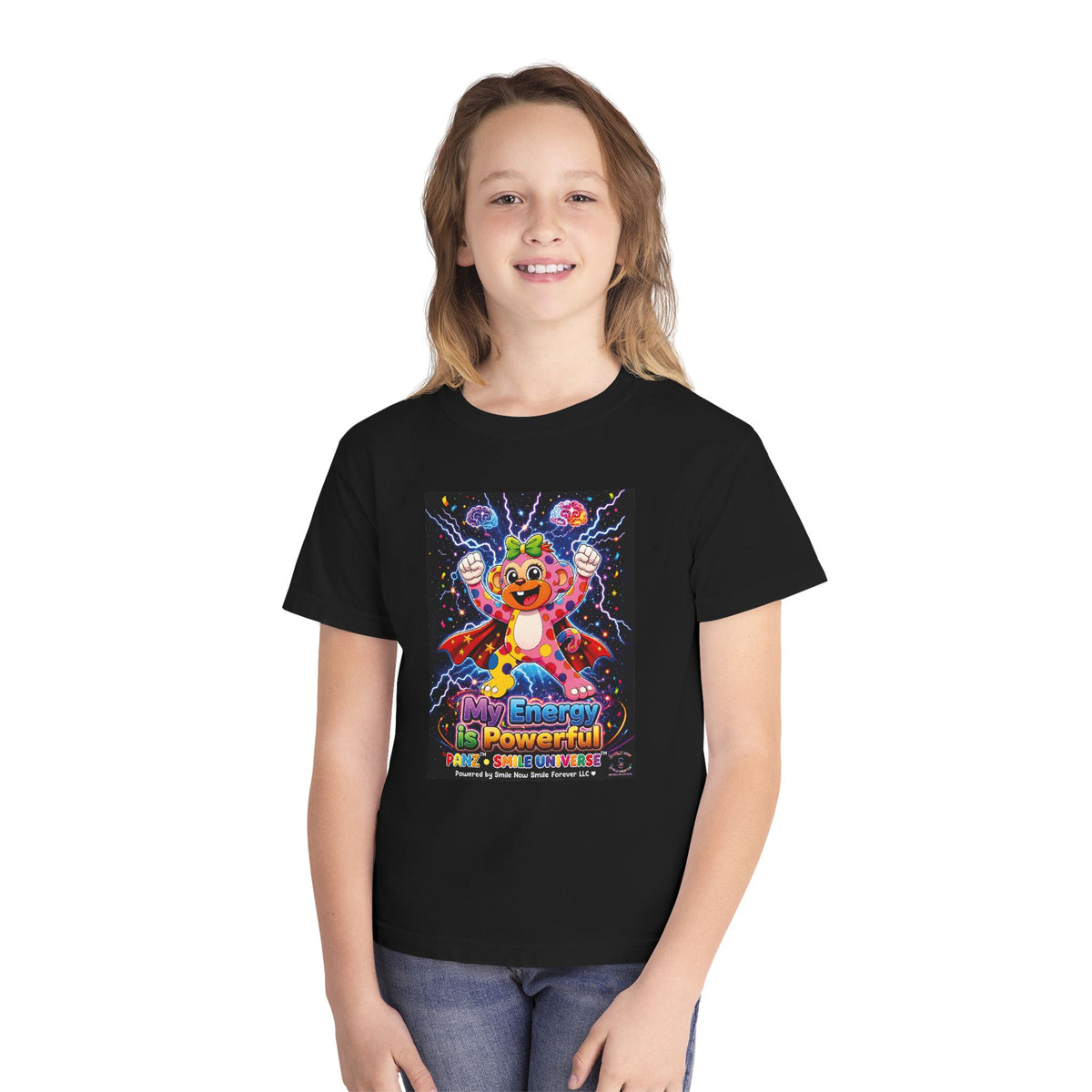 Panz™ Youth Midweight Tee – "My Energy is Powerful" Graphic Tee | Smile Universe Collection