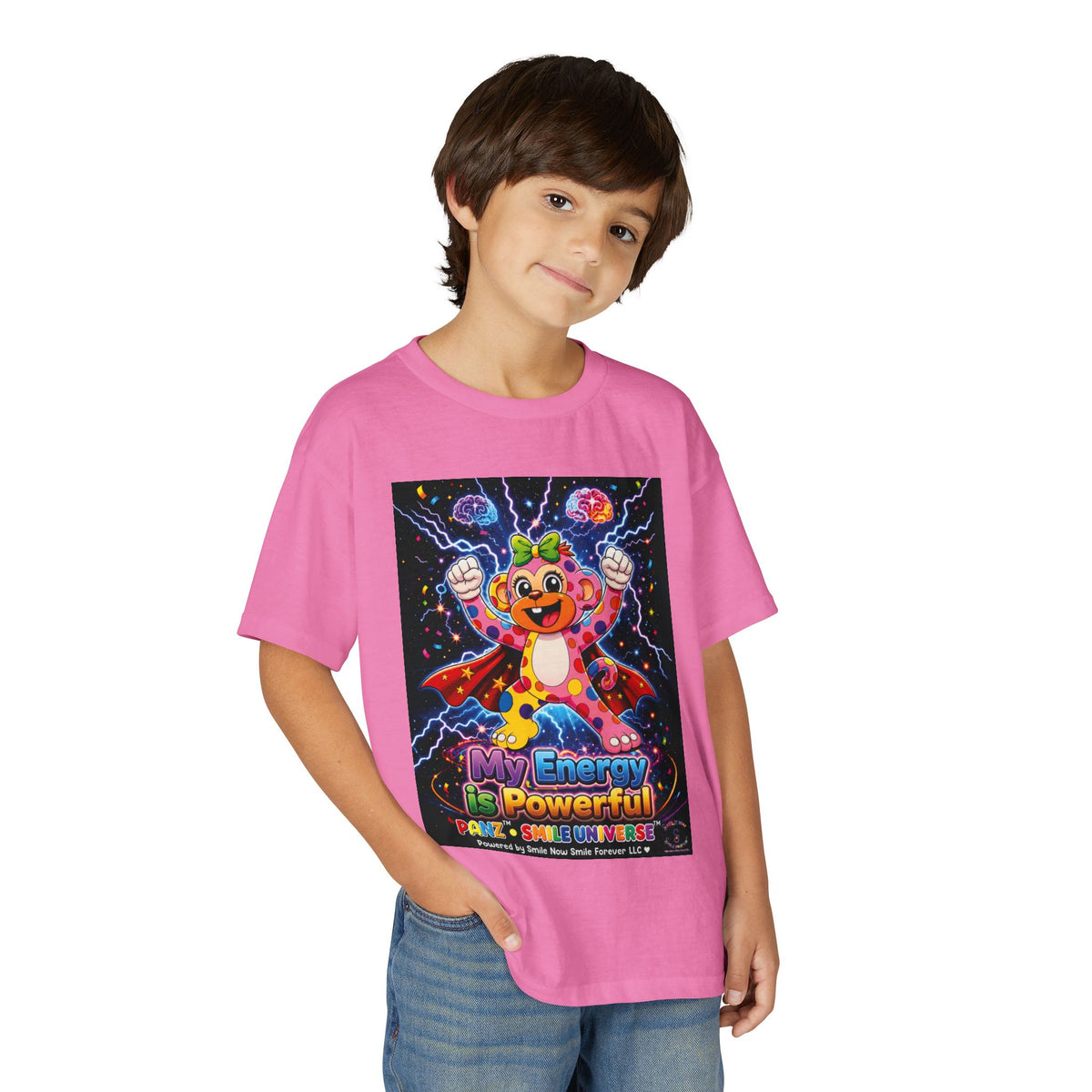 Panz™ Youth DryBlend® T-Shirt – "My Energy is Powerful" Graphic Tee | Smile Universe Collection