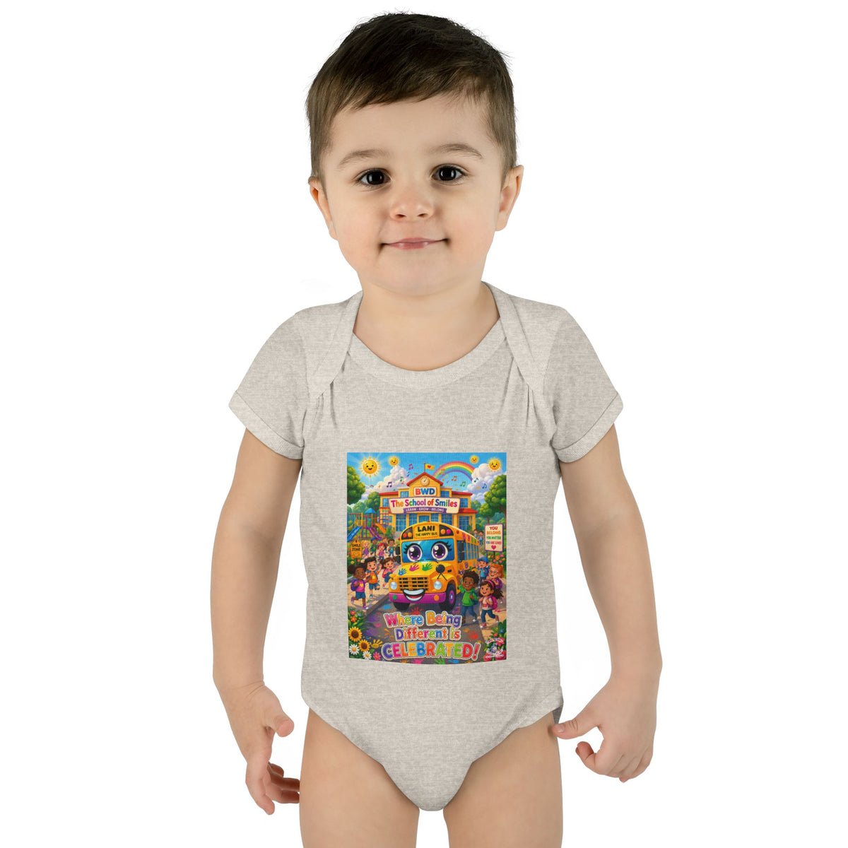 Lani™ Infant Baby Rib Bodysuit – "Where Being Different is CELEBRATED!" Graphic