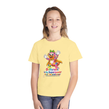 Panz™ Youth Midweight Tee – "Different is My Superpower" Graphic | Smile Universe Collection