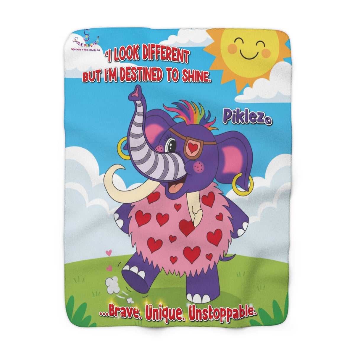 Piklez™ Sherpa Fleece Blanket – "Destined to Shine" Graphic | Smile Universe Collection
