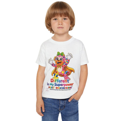 Panz™ Heavy Cotton™ Toddler T-Shirt – "Different is My Superpower" Graphic | Smile Universe Collection
