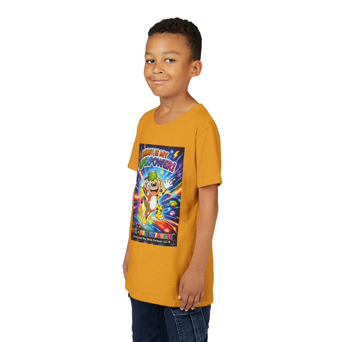 Potz™ Youth Short Sleeve Tee – "Energy is My Superpower!" Graphic Tee | Smile Universe Collection