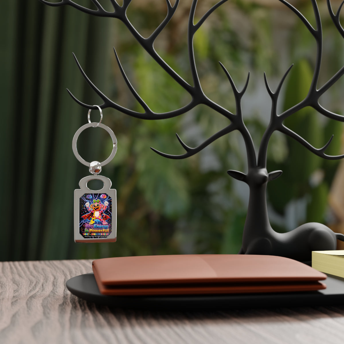 Panz™ Rectangle Photo Keyring – "My Energy is Powerful" Graphic Keychain | Smile Universe Collection