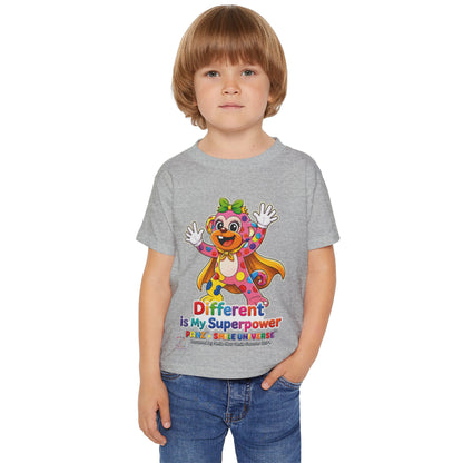 Panz™ Heavy Cotton™ Toddler T-Shirt – "Different is My Superpower" Graphic | Smile Universe Collection