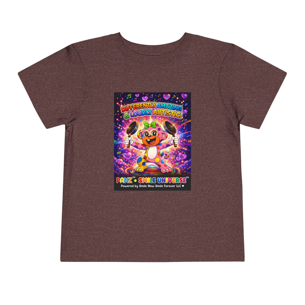 Panz™ Toddler Short Sleeve Tee – "Differently Amazing & Loudly Autistic!" Graphic | Smile Universe Collection