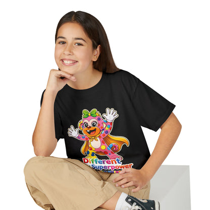 Panz™ Youth DryBlend® T-Shirt – "Different is My Superpower" Graphic | Smile Universe Collection