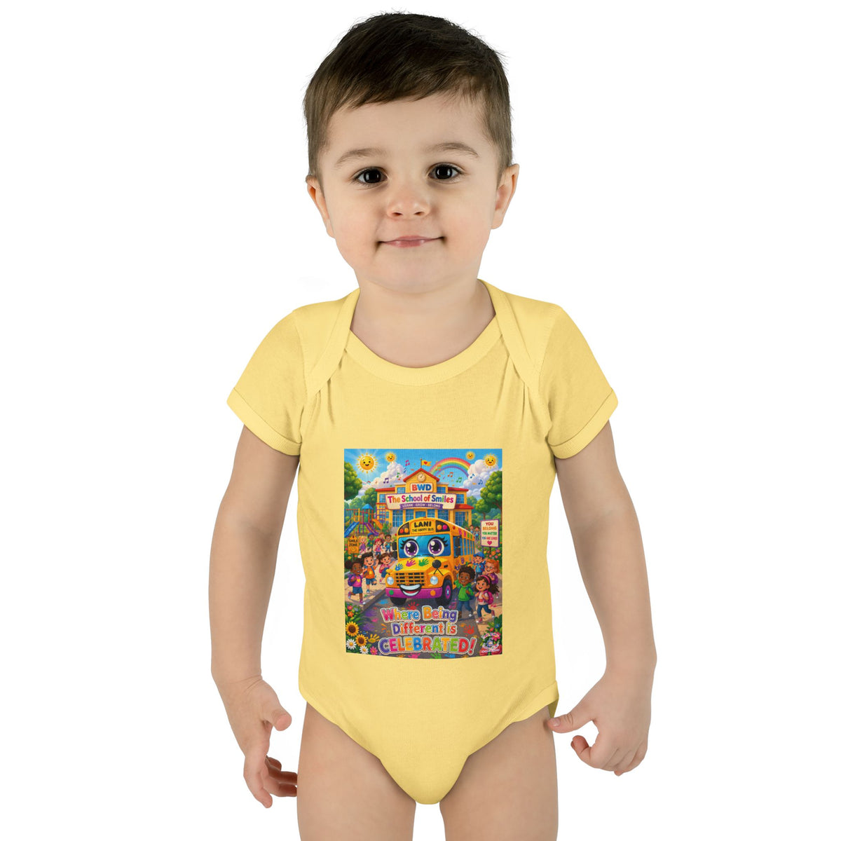 Lani™ Infant Baby Rib Bodysuit – "Where Being Different is CELEBRATED!" Graphic