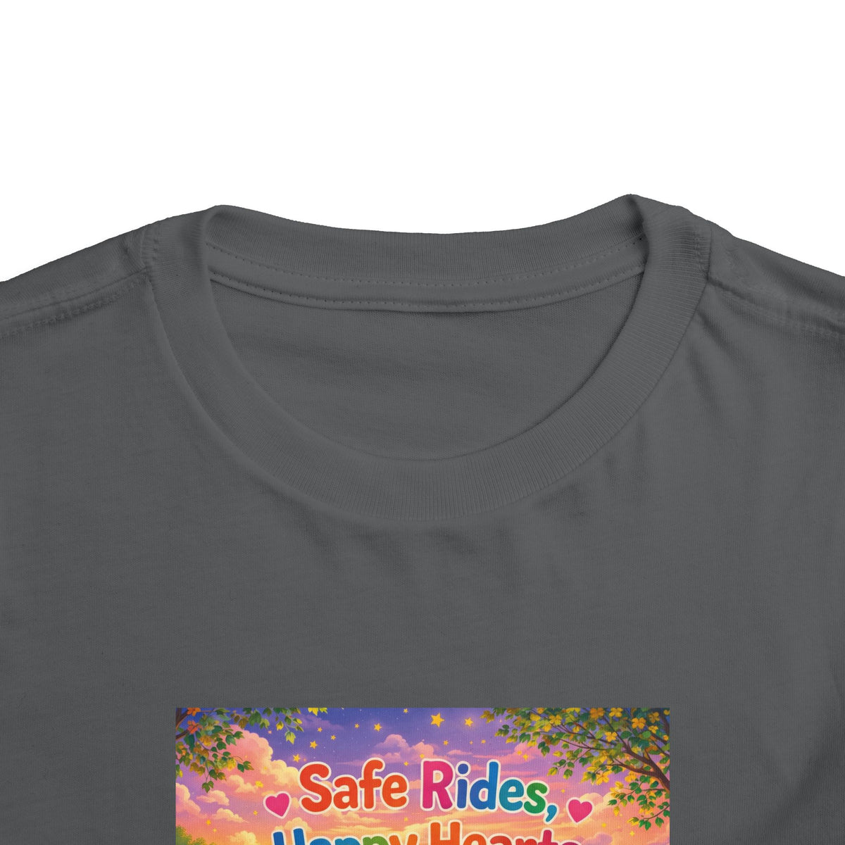 Lani™ Toddler Short Sleeve Tee – "Safe Rides, Happy Hearts" Graphic