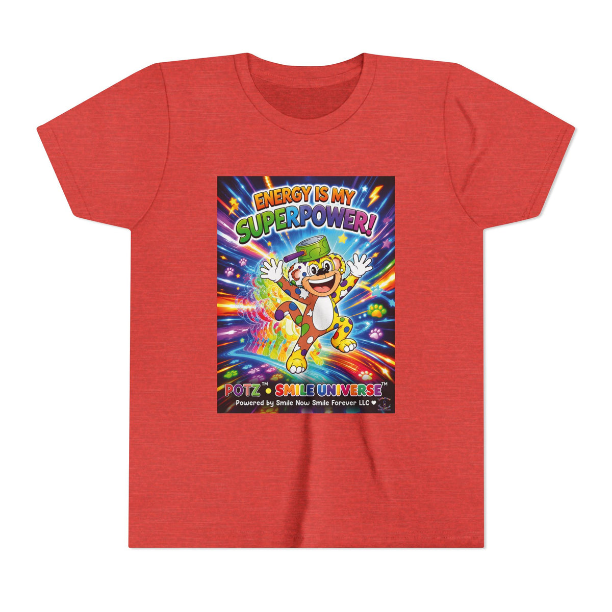 Potz™ Youth Short Sleeve Tee – "Energy is My Superpower!" Graphic Tee | Smile Universe Collection