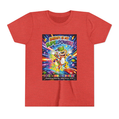 Potz™ Youth Short Sleeve Tee – "Energy is My Superpower!" Graphic Tee | Smile Universe Collection