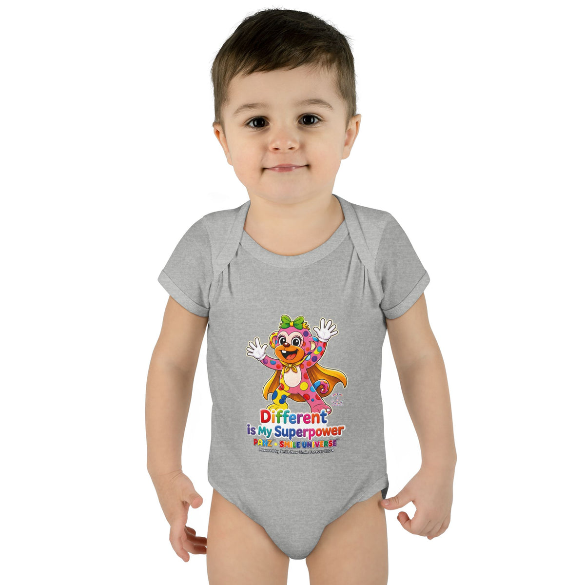 Panz™ Infant Baby Rib Bodysuit – "Different is My Superpower" Graphic | Smile Universe Collection