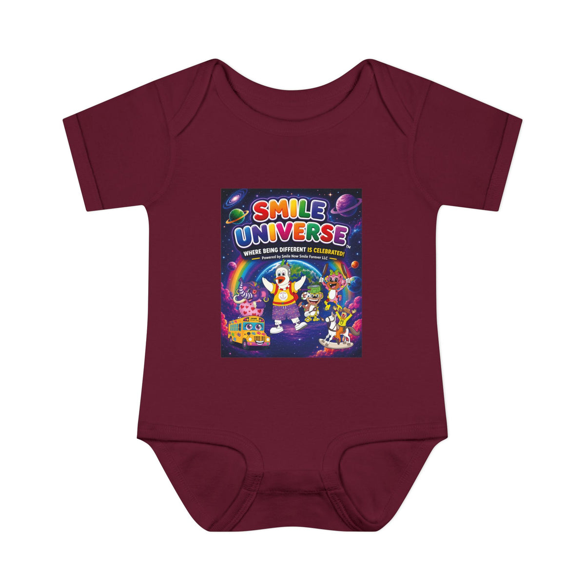 Smile Universe™ Infant Baby Rib Bodysuit – "Where Being Different is CELEBRATED!" Graphic