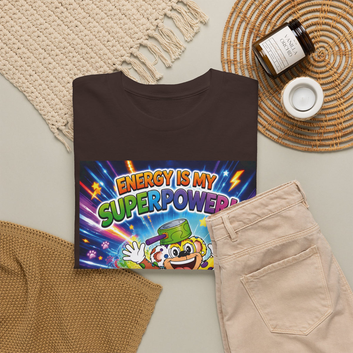 Potz™ Unisex Heavy Cotton™ Tee – "Energy is My Superpower!" Graphic Tee | Smile Universe Collection