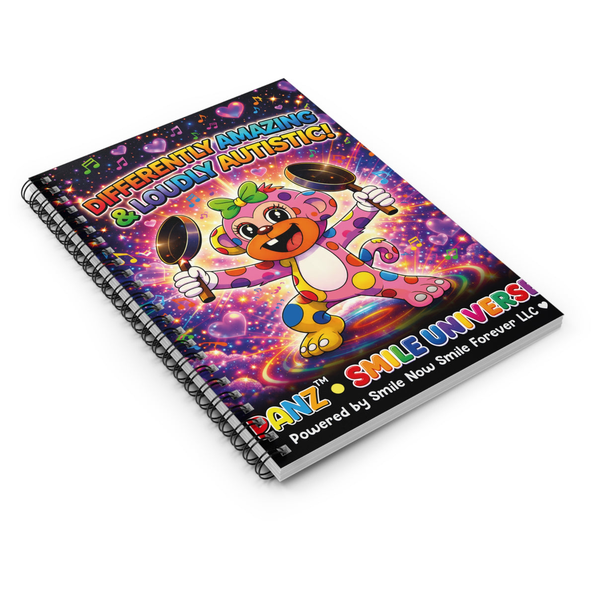 Panz™ Spiral Notebook – Ruled Line | "Differently Amazing & Loudly Autistic!" Graphic | Smile Universe Collection