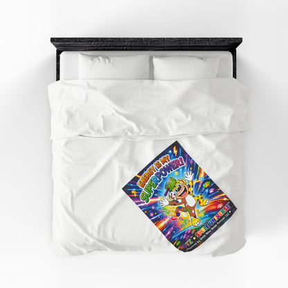 Potz™ Velveteen Plush Blanket – "Energy is My Superpower!" Graphic Throw | Smile Universe Collection