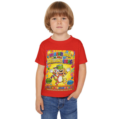 Potz™ Heavy Cotton™ Toddler T-Shirt – "My ADHD Brain is Full of Brilliant Ideas!" Graphic Tee | Smile Universe Collection