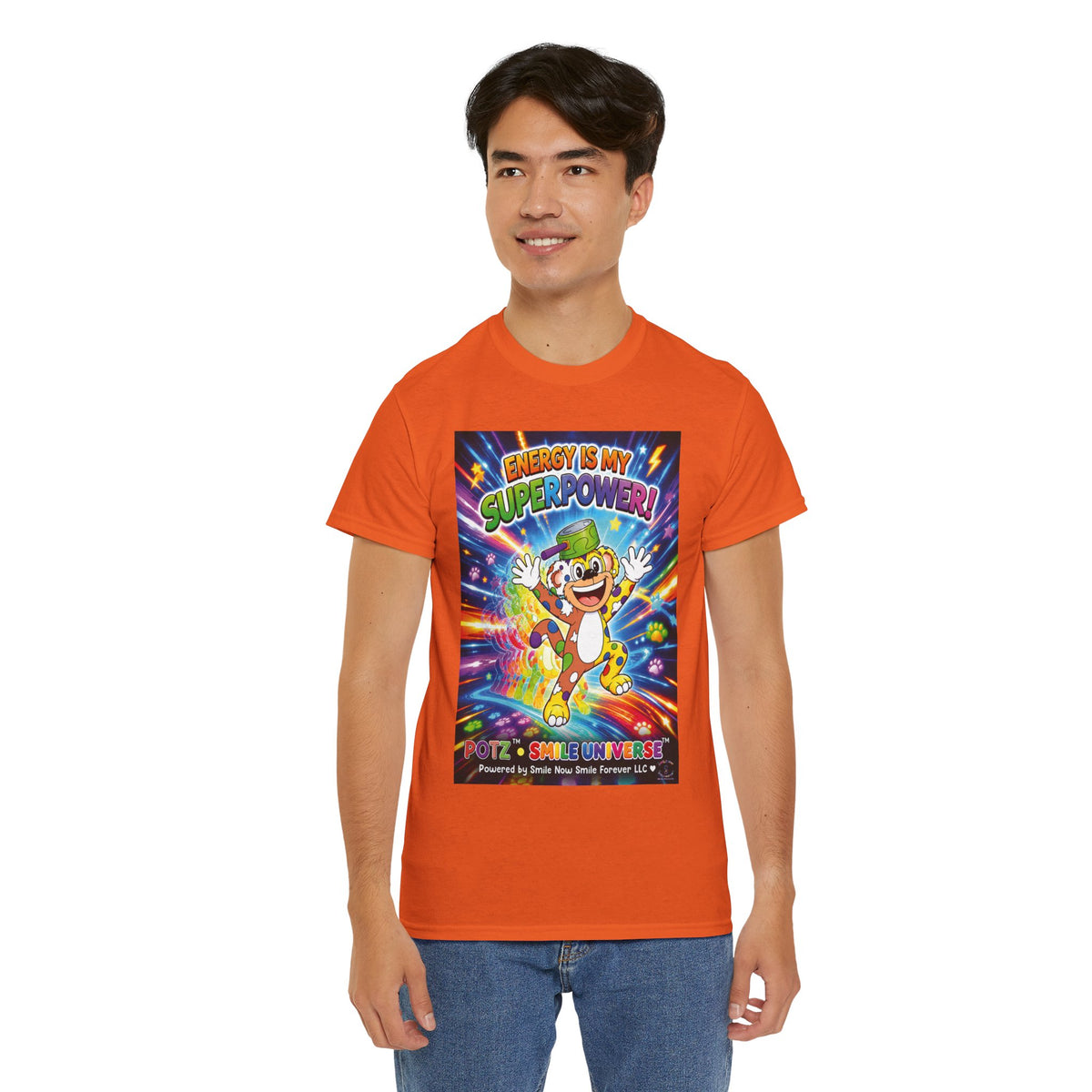Potz™ Unisex Heavy Cotton™ Tee – "Energy is My Superpower!" Graphic Tee | Smile Universe Collection