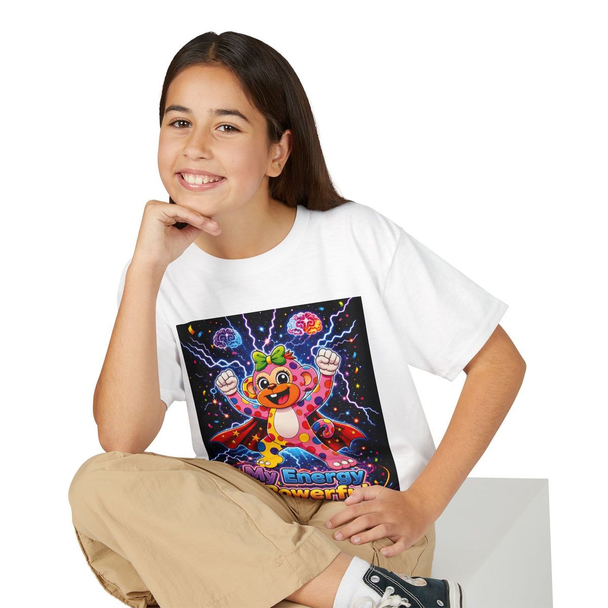 Panz™ Youth DryBlend® T-Shirt – "My Energy is Powerful" Graphic Tee | Smile Universe Collection