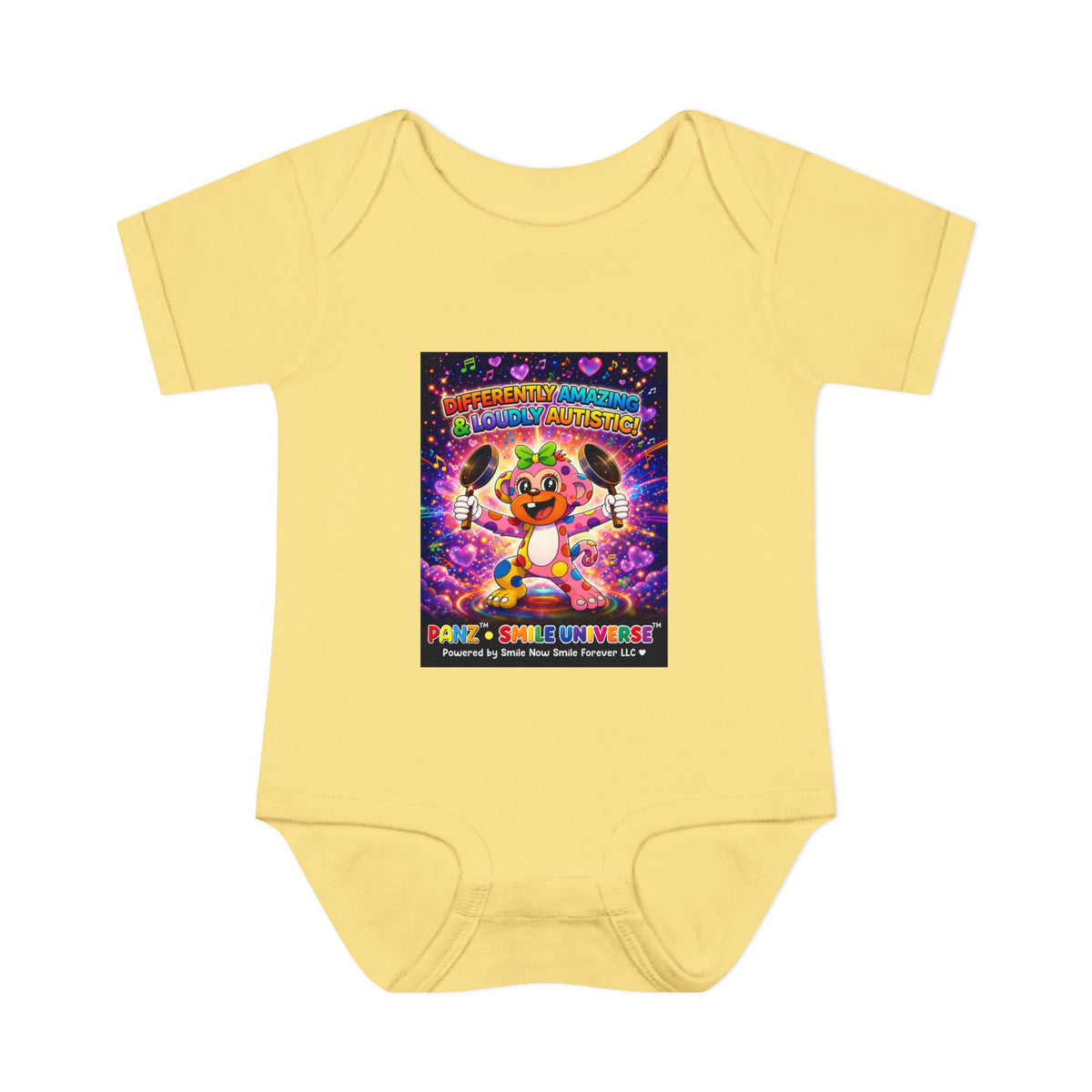Panz™ Infant Baby Rib Bodysuit – "Differently Amazing & Loudly Autistic!" Graphic | Smile Universe Collection