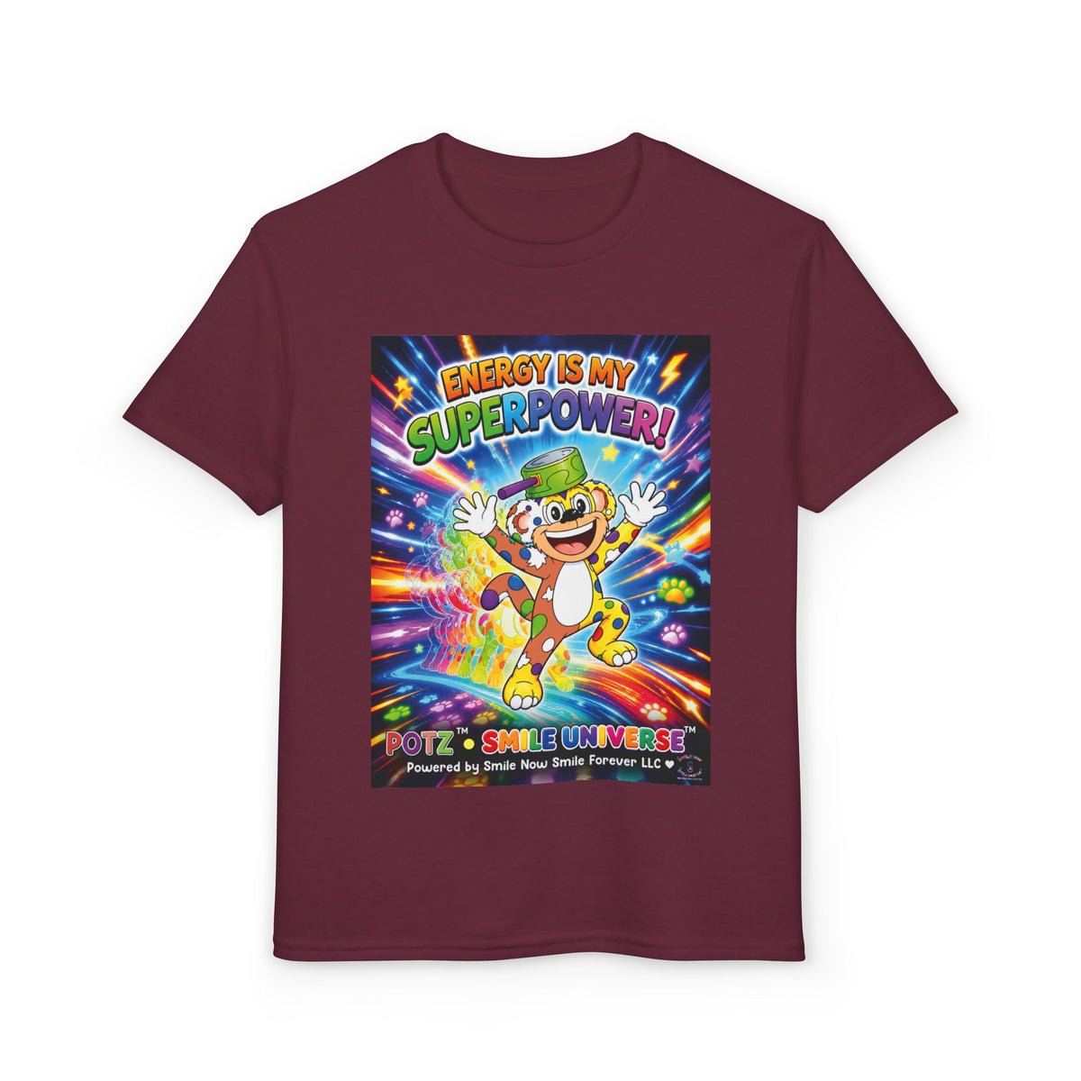 Potz™ Youth DryBlend® T-Shirt – "Energy is My Superpower!" Graphic Tee | Smile Universe Collection