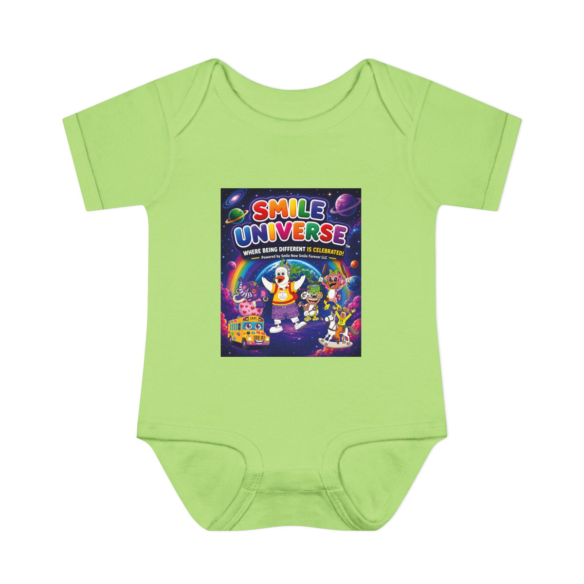 Smile Universe™ Infant Baby Rib Bodysuit – "Where Being Different is CELEBRATED!" Graphic