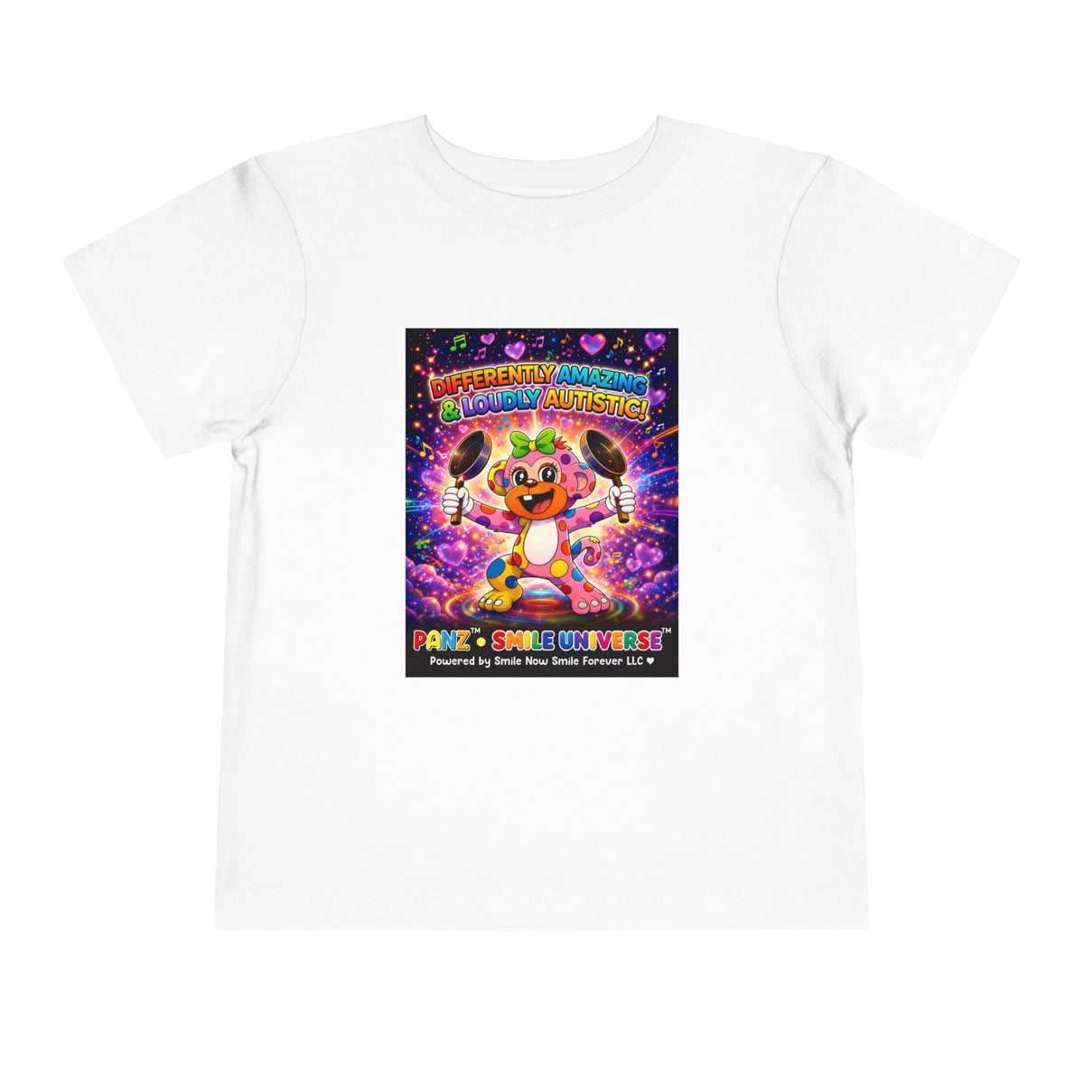 Panz™ Toddler Short Sleeve Tee – "Differently Amazing & Loudly Autistic!" Graphic | Smile Universe Collection