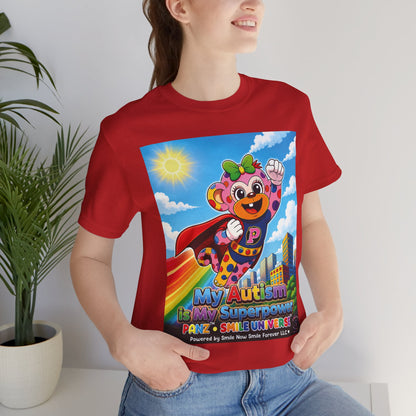 Panz™ Unisex Jersey Short Sleeve Tee – "My Autism is My Superpower" Graphic | Smile Universe Collection