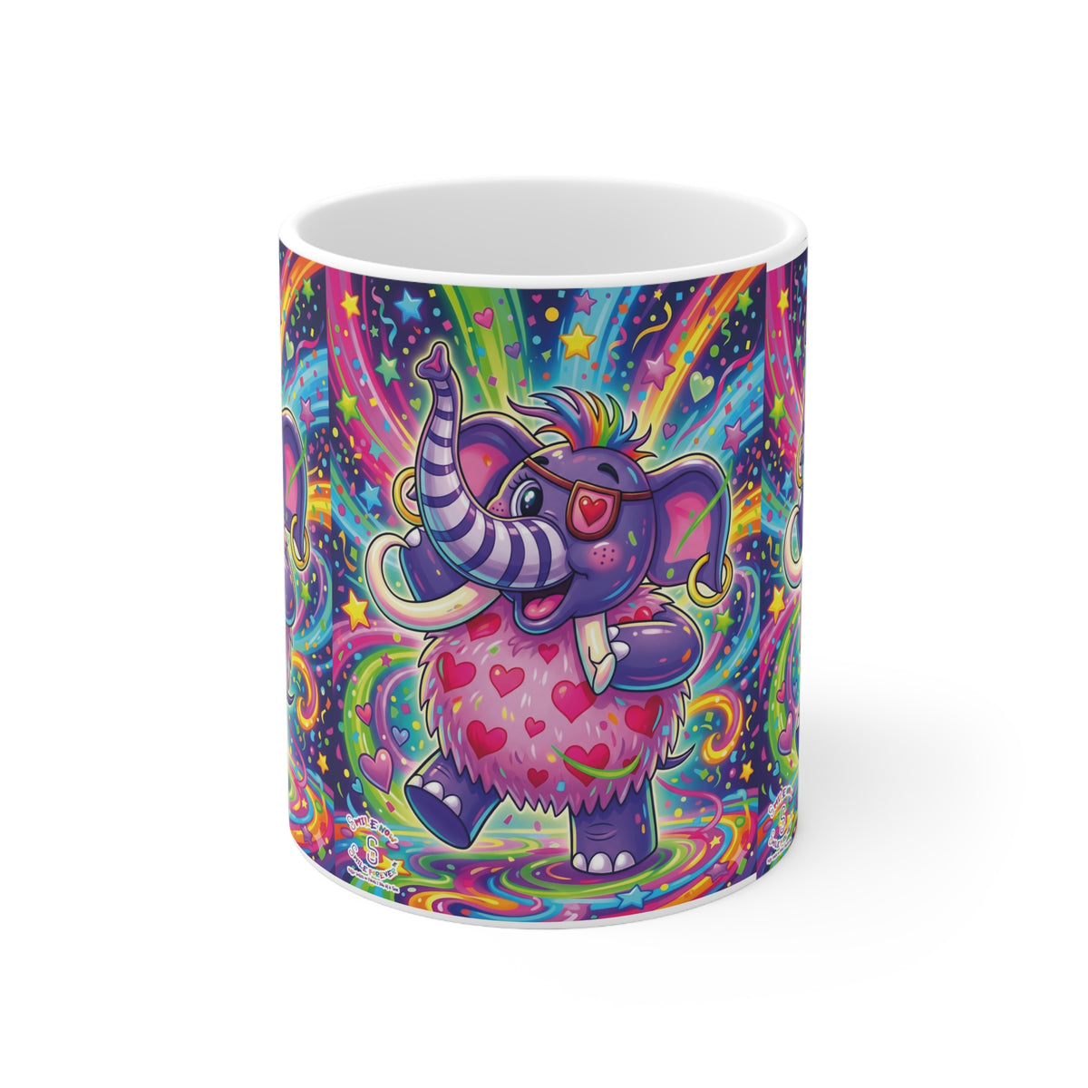 Piklez™ 11oz, 15oz Ceramic Coffee Cup – "Born to Celebrate!" Graphic | Smile Universe Collection