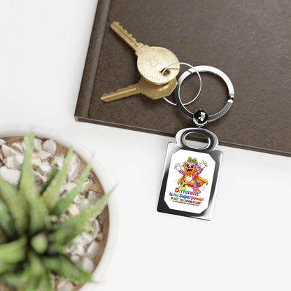 Panz™ Rectangle Photo Keyring – "Different is My Superpower" Graphic | Smile Universe Collection