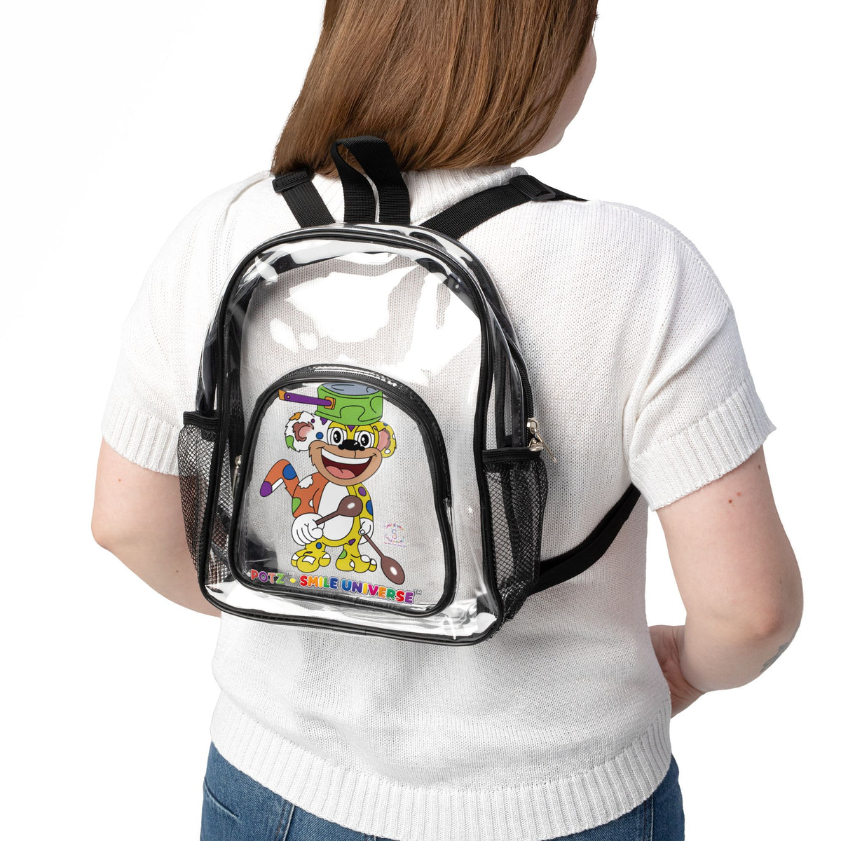 Potz™ Clear Stadium Backpack – Playful Graphic Backpack | Smile Universe Collection