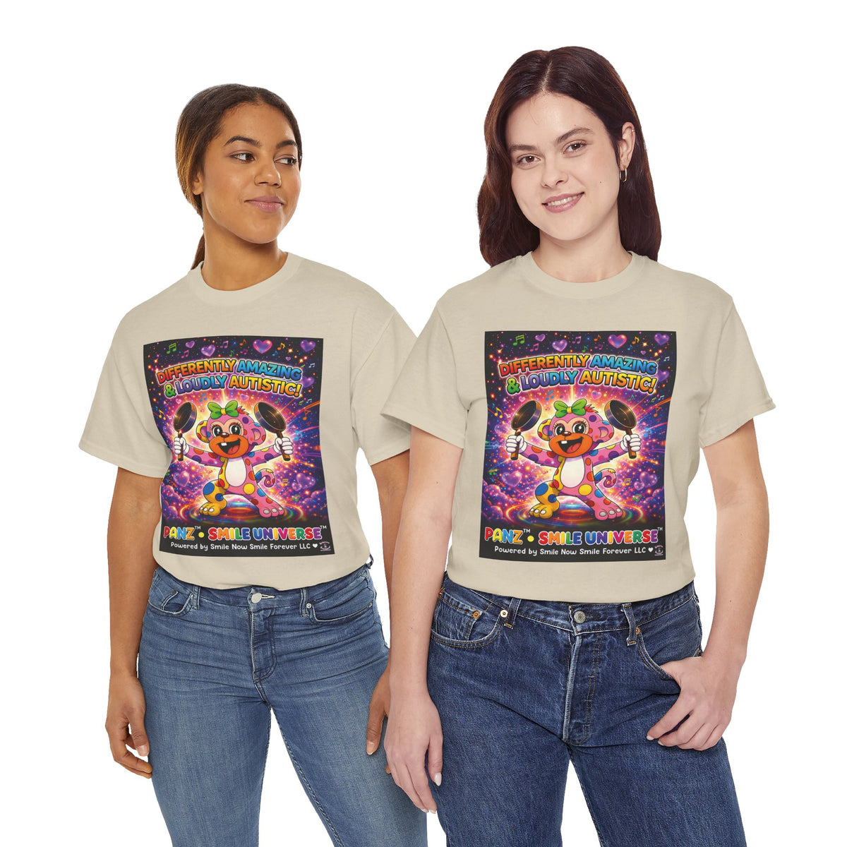 Panz™ Unisex Heavy Cotton™ Tee – "Differently Amazing & Loudly Autistic!" Graphic | Smile Universe Collection
