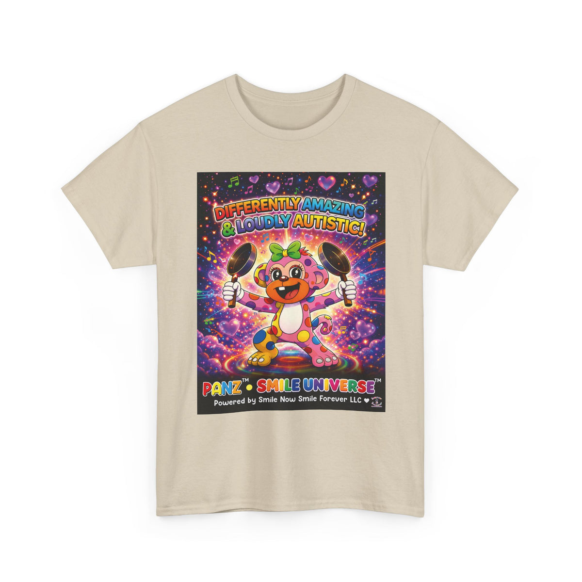 Panz™ Unisex Heavy Cotton™ Tee – "Differently Amazing & Loudly Autistic!" Graphic | Smile Universe Collection