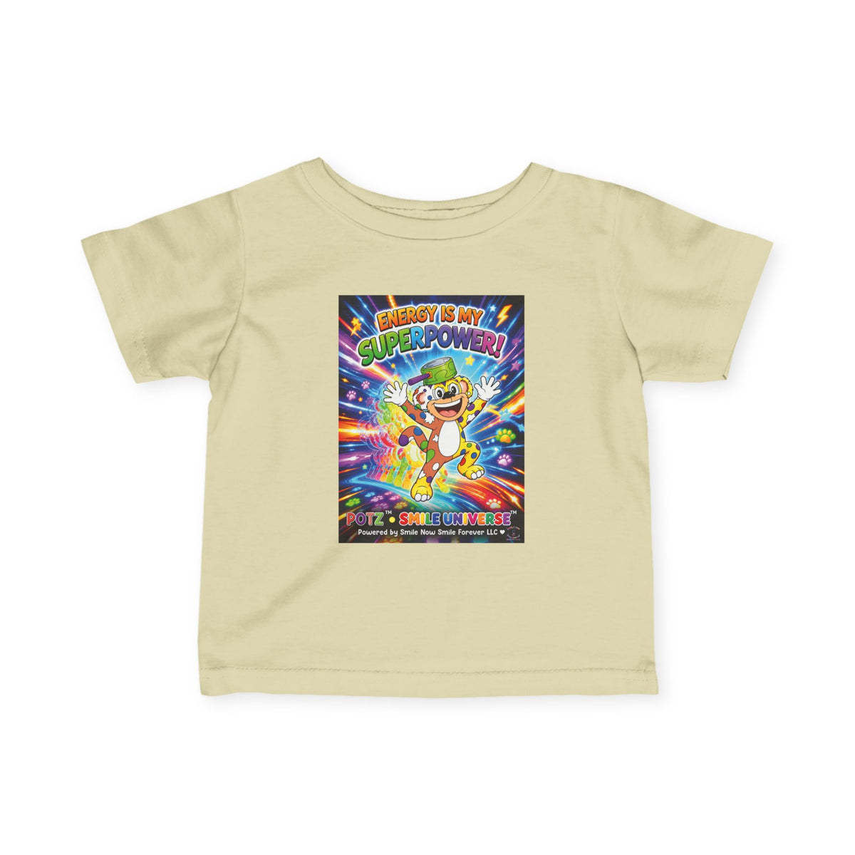 Potz™ Infant Fine Jersey Tee – "Energy is My Superpower!" Graphic Tee | Smile Universe Collection