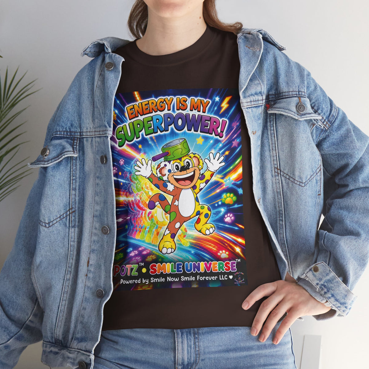 Potz™ Unisex Heavy Cotton™ Tee – "Energy is My Superpower!" Graphic Tee | Smile Universe Collection