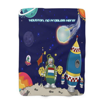 TuBz™ Sherpa Fleece Blanket – "Houston, No Problem Here!" Graphic | Smile Universe Collection