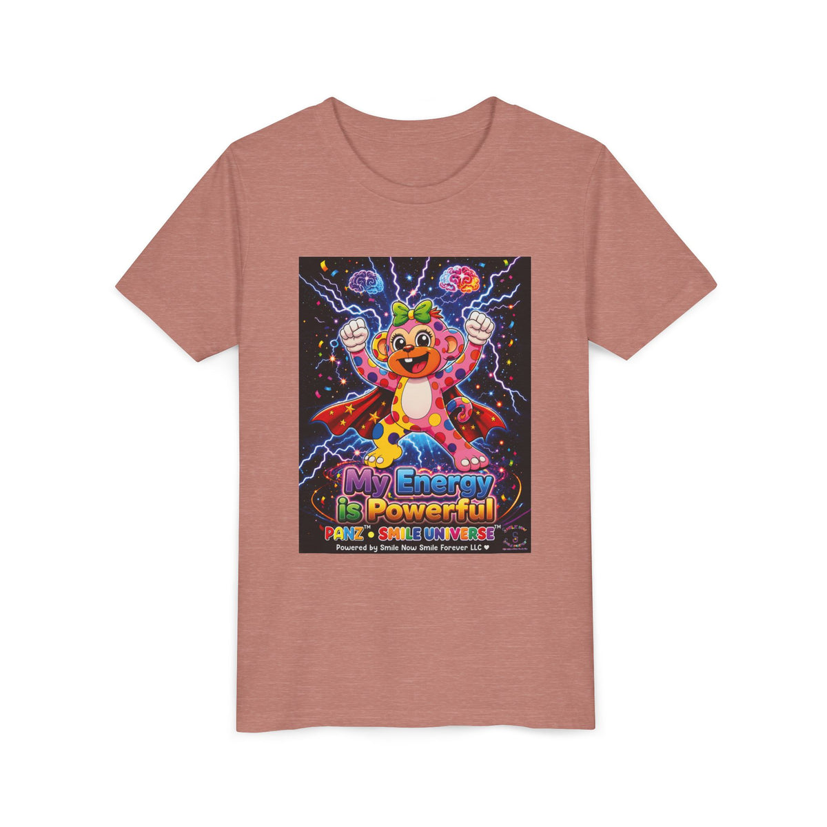 Panz™ Youth Short Sleeve Tee – "My Energy is Powerful" Graphic Tee | Smile Universe Collection