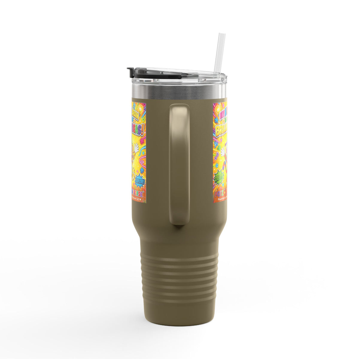 Potz™ Insulated Travel Mug 40oz – "My ADHD Brain is Full of Brilliant Ideas!" Graphic Tumbler | Smile Universe Collection