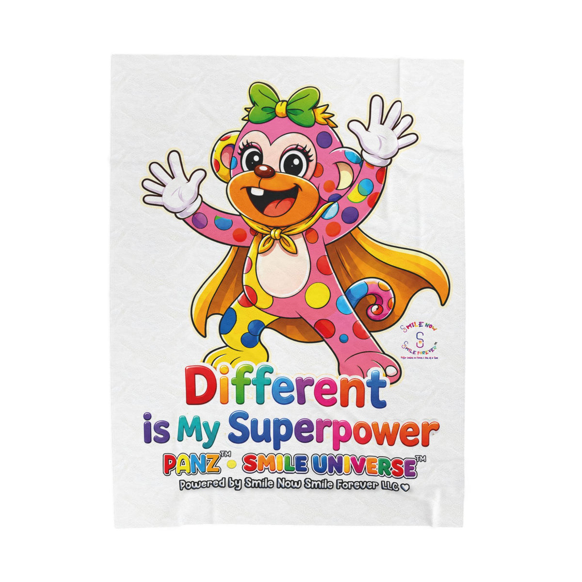 Panz™ Velveteen Plush Blanket – "Different is My Superpower" Graphic | Smile Universe Collection