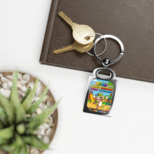 Potz™ Rectangle Photo Keyring – "My ADHD Means Always Dreaming, Highly Determined" Graphic Keychain | Smile Universe Collection
