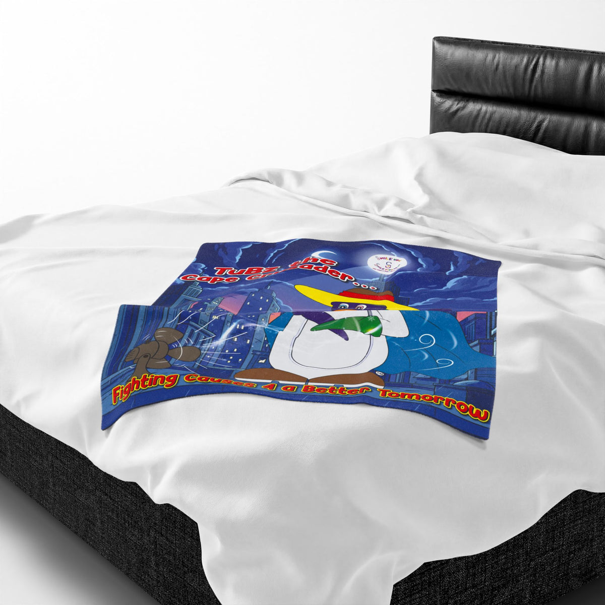 TuBz™ Velveteen Plush Blanket – "Fighting Causes 4 a Better Tomorrow" Graphic | Smile Universe Collection