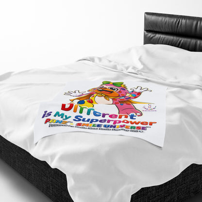 Panz™ Velveteen Plush Blanket – "Different is My Superpower" Graphic | Smile Universe Collection