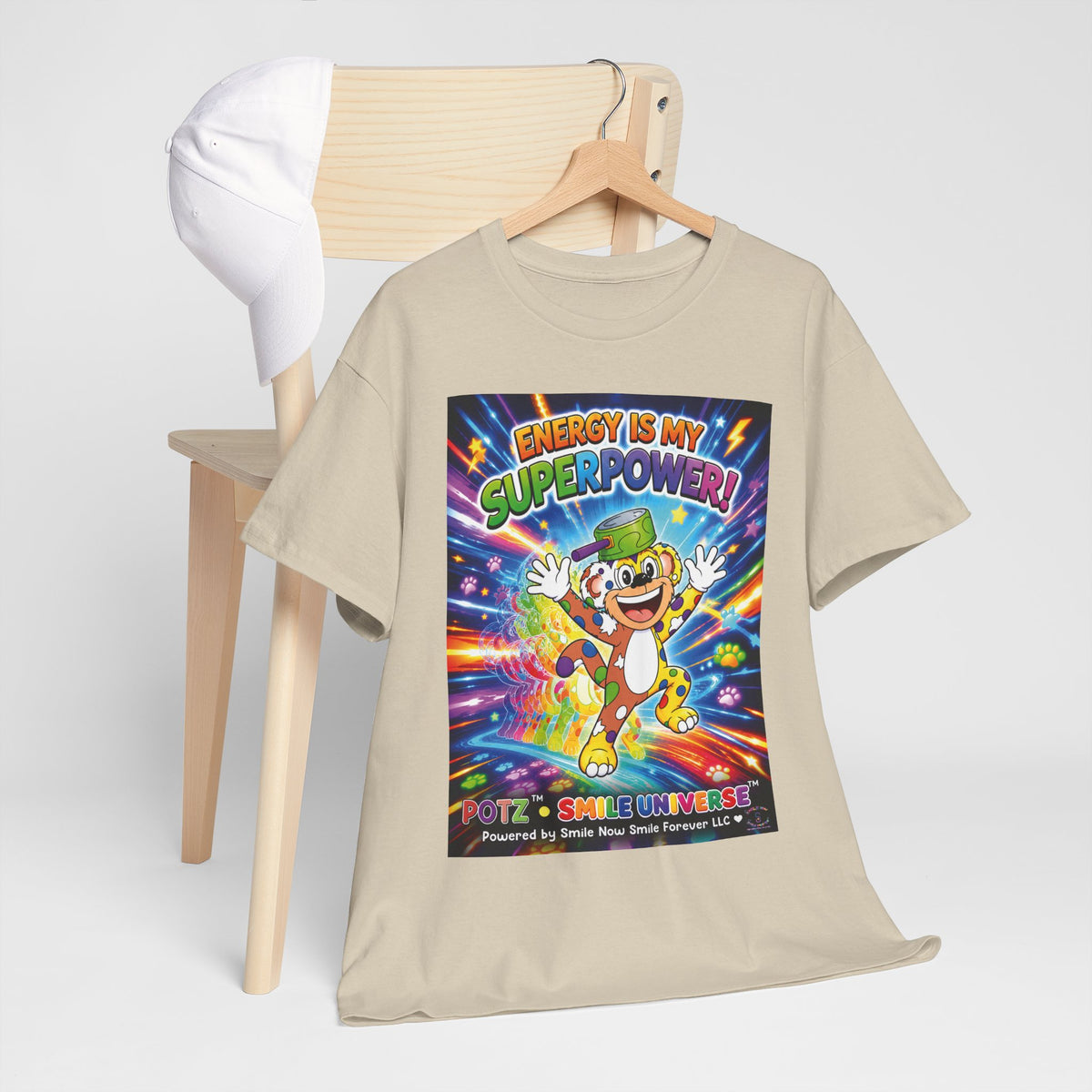 Potz™ Unisex Heavy Cotton™ Tee – "Energy is My Superpower!" Graphic Tee | Smile Universe Collection