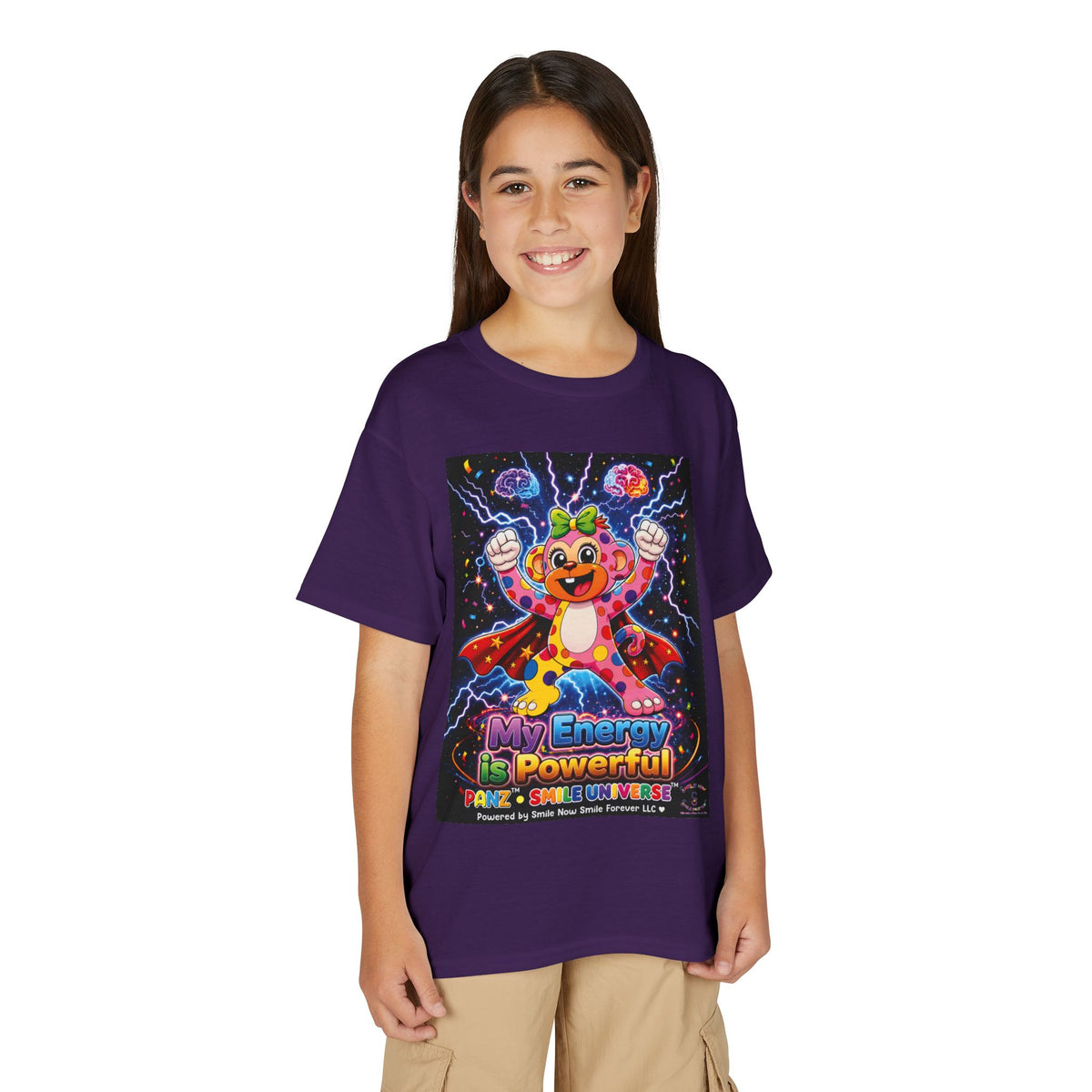 Panz™ Youth DryBlend® T-Shirt – "My Energy is Powerful" Graphic Tee | Smile Universe Collection
