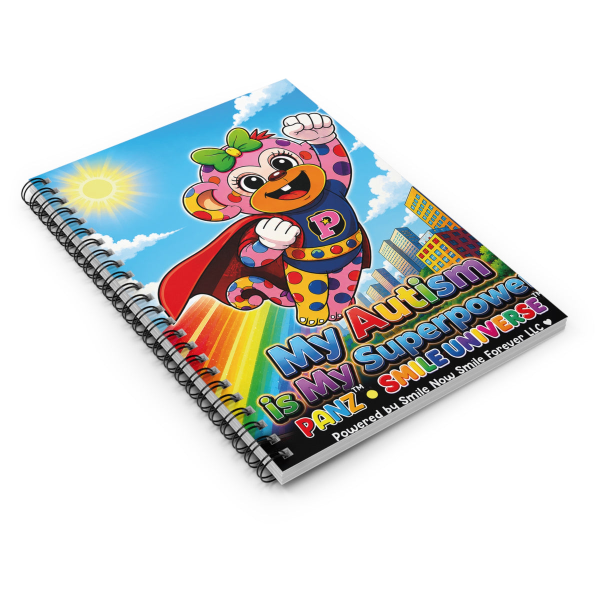 Panz™ Spiral Notebook – Ruled Line | "My Autism is My Superpower" Graphic | Smile Universe Collection