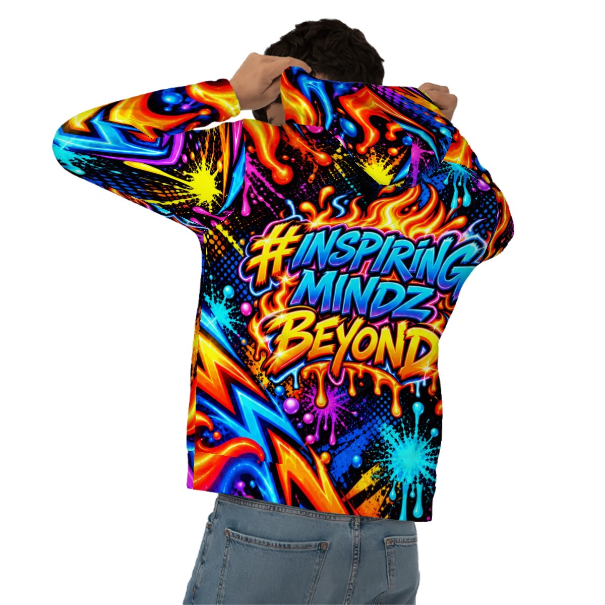 BWD “Inspiring Mindz Beyond™” Men’s AOP Pullover Hoodie — Electric Street Art