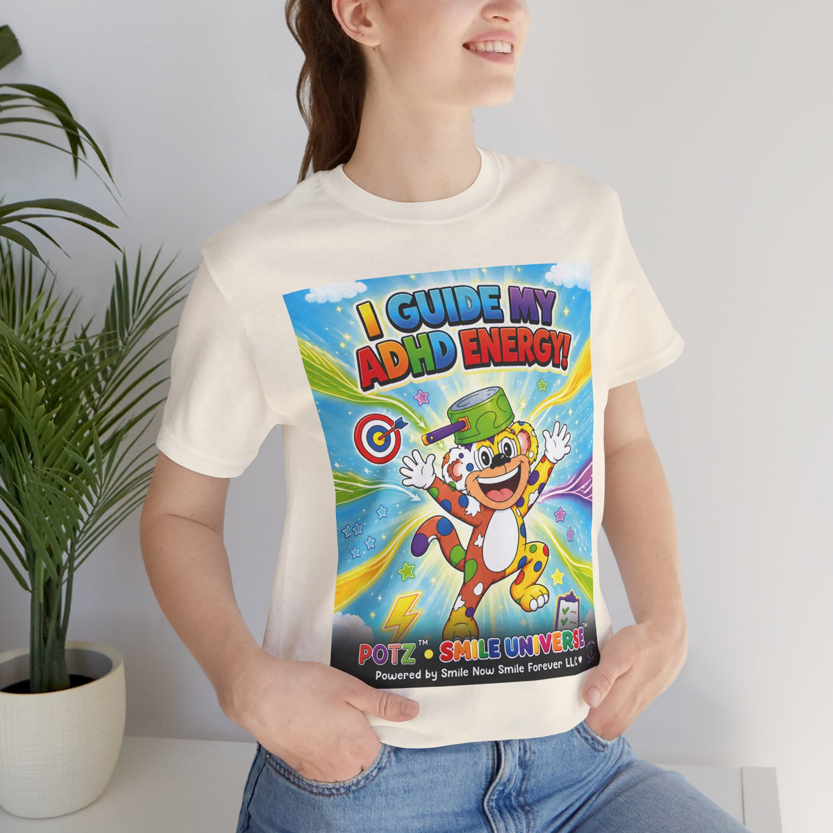 Potz™ Unisex Jersey Short Sleeve Tee – "I Guide My ADHD Energy!" Graphic Tee | Smile Universe Collection